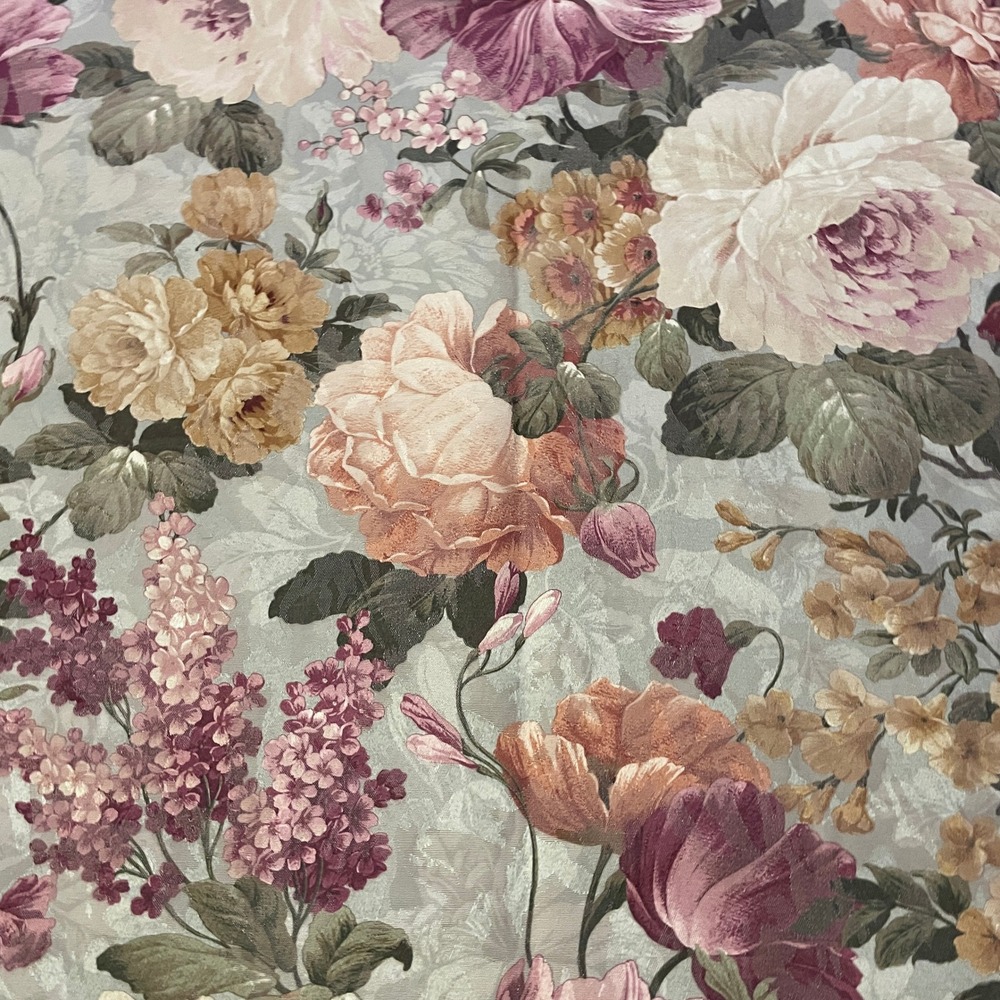 Vintage Floral Upholstery Fabric 55"x90" (2.5 yds) Jacquard Rose Print Remnant